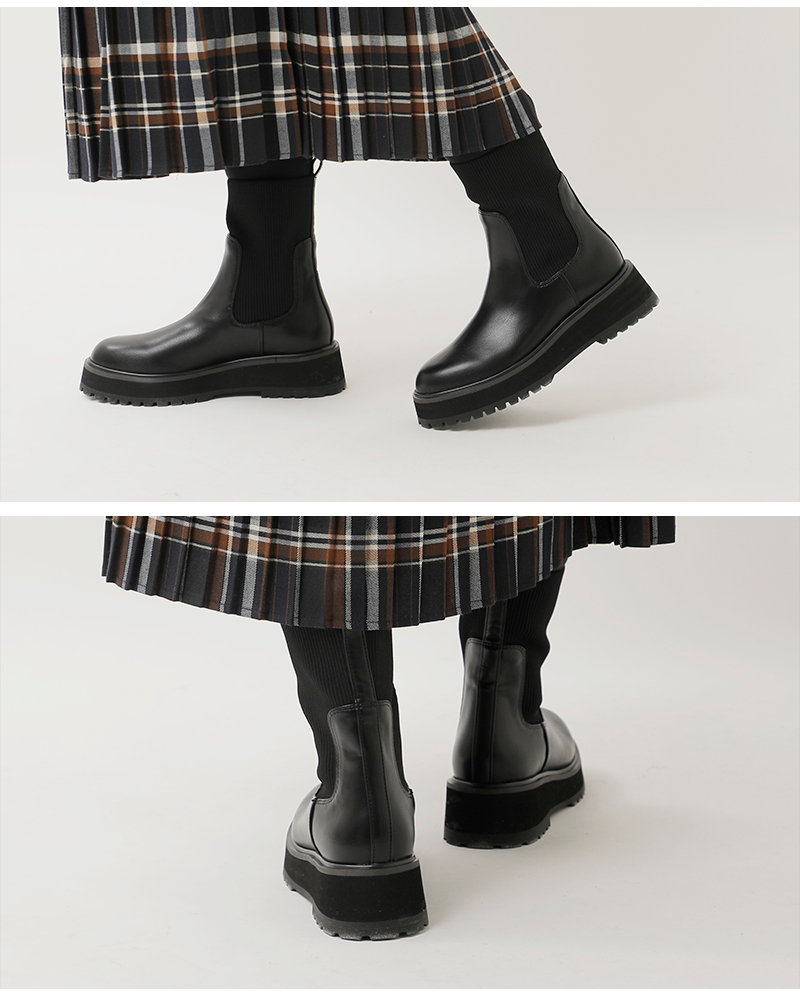 atelier brugge(アトリエブルージュ)ニットコンビショートブーツ25ks-74