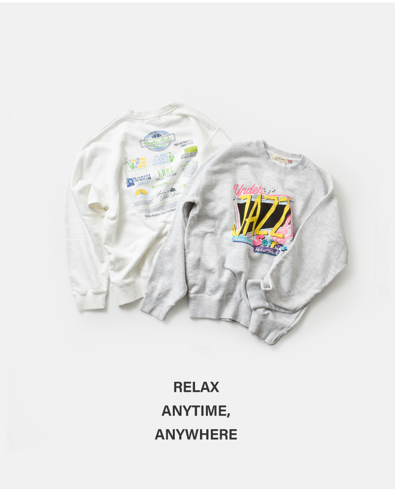GOOD ROCK SPEEDクルーネック 長袖 プリント スウェット プルオーバー”JAZZ / RADIO SWEAT” 25org207w-8w