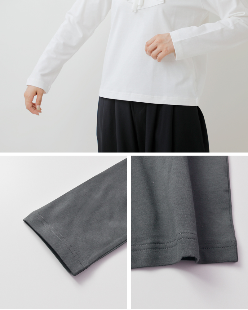 mizuiro ind(ミズイロインド)コットンフリルカラーロングスリーブプルオーバー3-210050