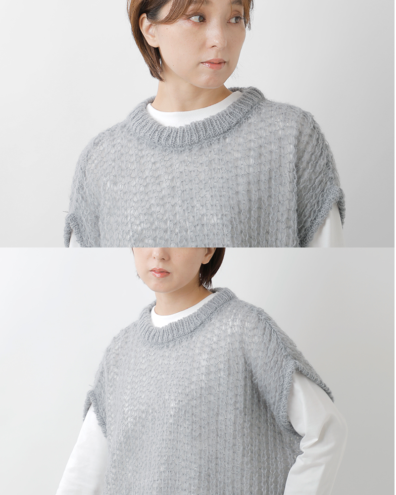 mizuiro ind(ミズイロインド)ヘアリーコクーンワイドベスト3-220085