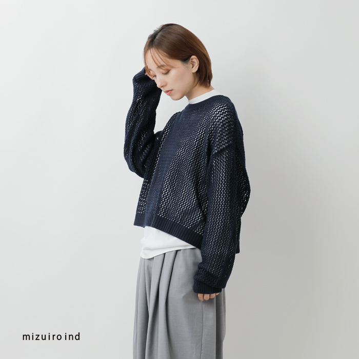 mizuiro ind(ミズイロインド)メッシュクルーネックプルオーバー3-220093
