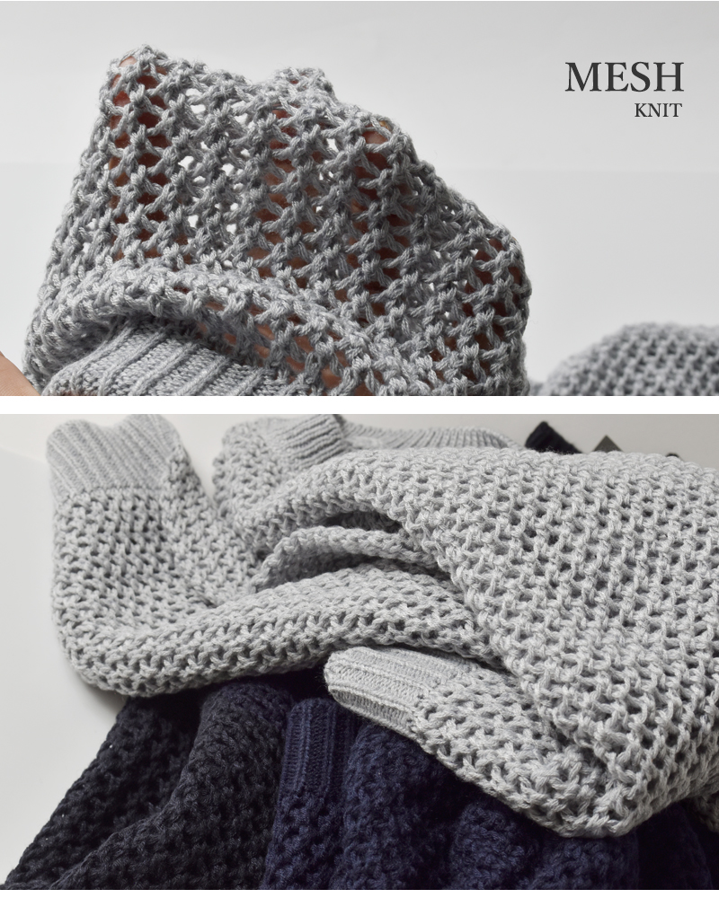 mizuiro ind(ミズイロインド)メッシュクルーネックプルオーバー3-220093