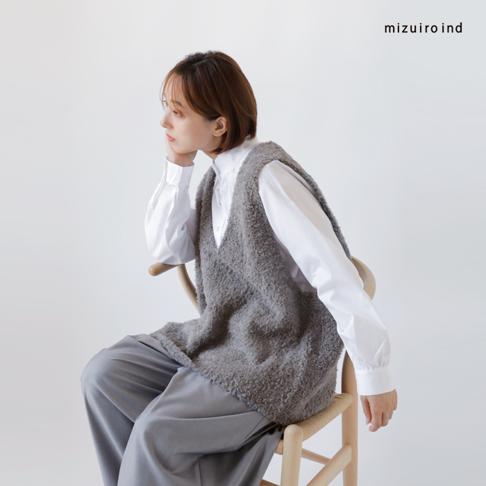 mizuiro ind(ミズイロインド)ヘアリーVネックベスト3-220095