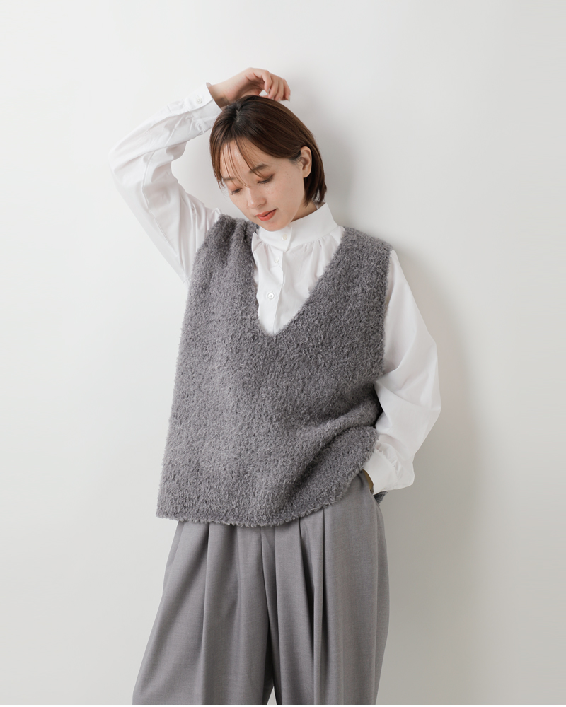 mizuiro ind(ミズイロインド)ヘアリーVネックベスト3-220095