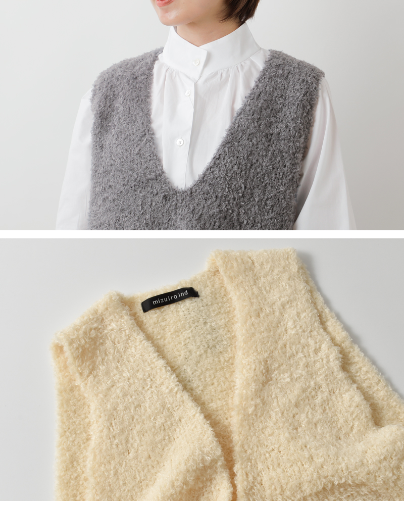 mizuiro ind ミズイロインド ヘアリー Vネック ベスト 3-220095