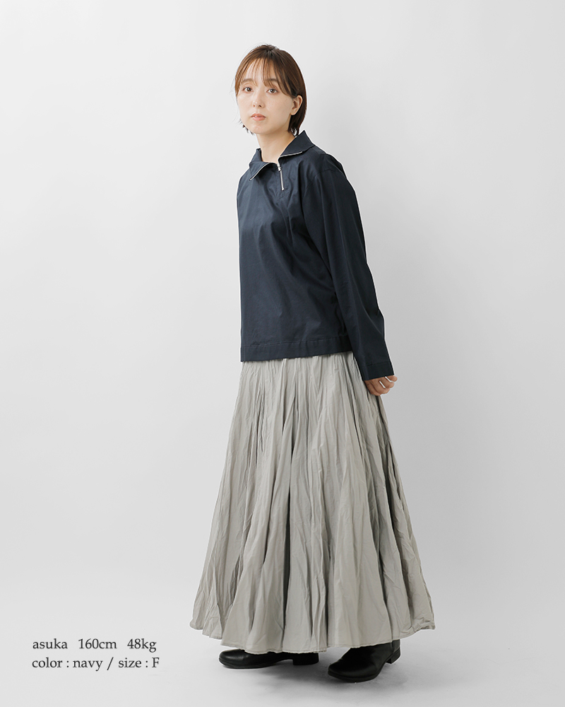 mizuiro ind(ミズイロインド)コットンジップハイネックカラープルオーバー3-230105