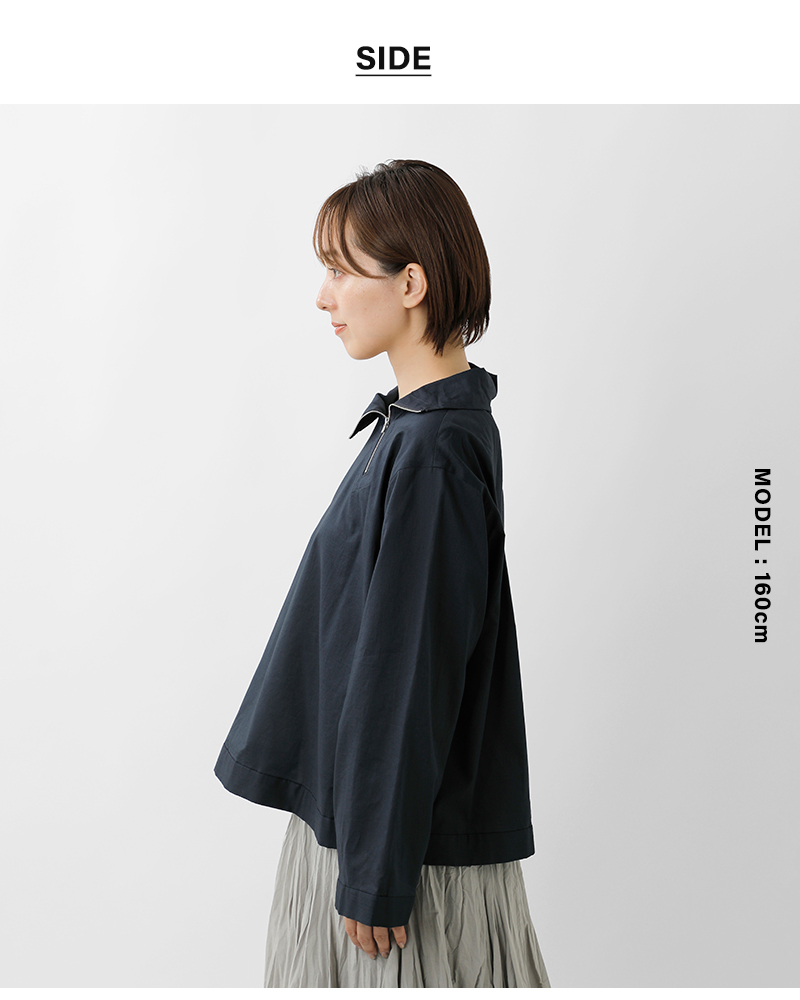 mizuiro ind(ミズイロインド)コットンジップハイネックカラープルオーバー3-230105