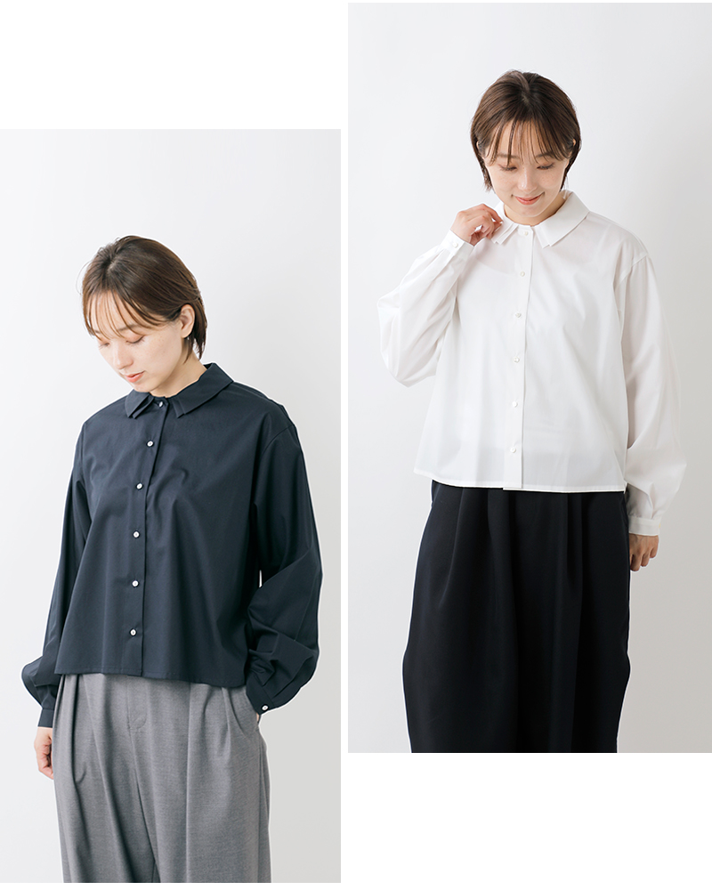 mizuiro ind(ミズイロインド)ブロードコットンダブルカラーシャツ3-230120