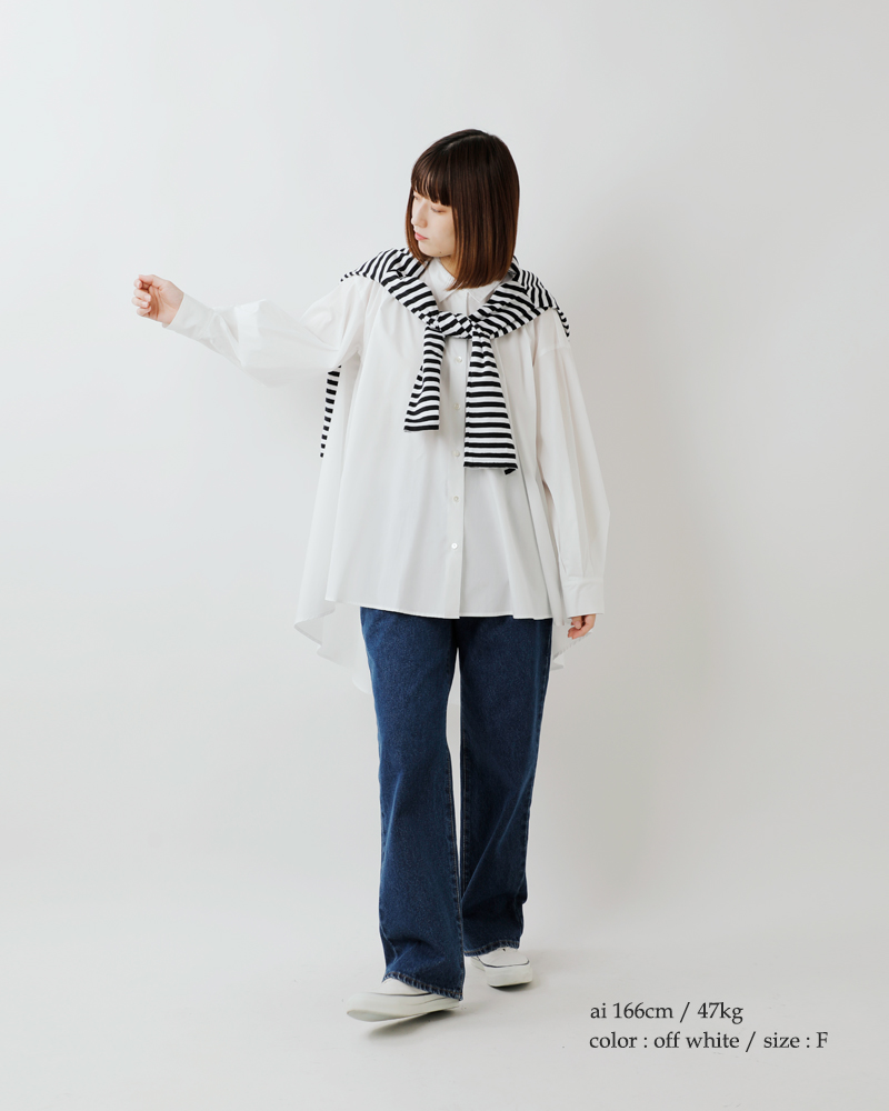 美品 mizuiro ind ミズイロインド　コットンワイドフレアシャツ　黒 mizuiro ind ミズイロインド コットン ワイド フレア シャツ 3