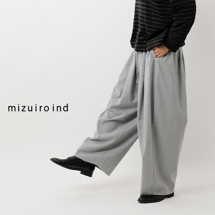 mizuiro ind ミズイロインド ワイド タック パンツ 3-260082-ms
