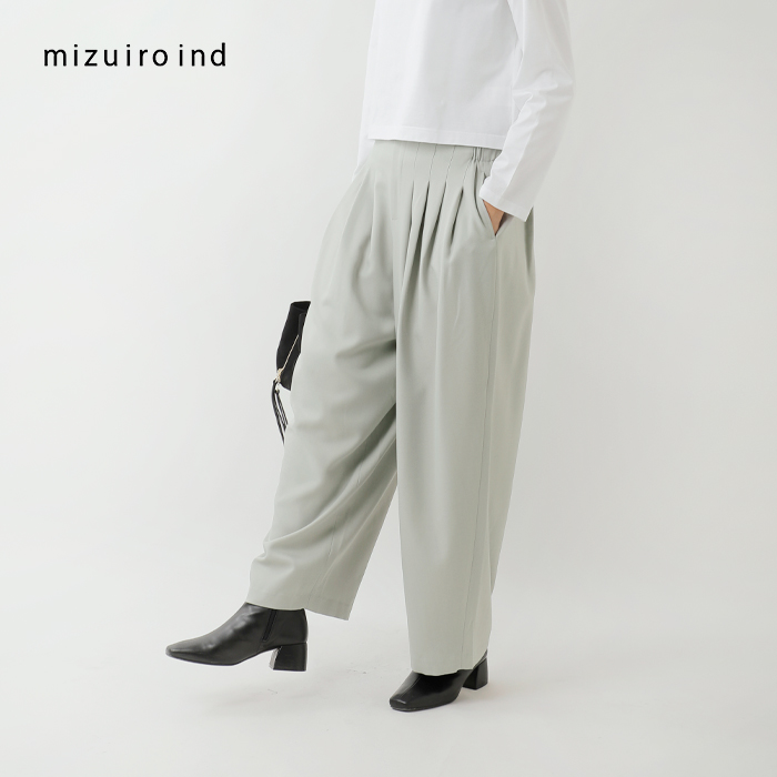 mizuiro ind(ミズイロインド)ハイウエストタックパンツ3-260077