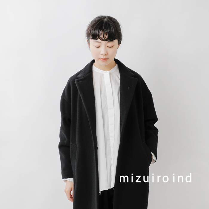 mizuiro ind ミズイロインド ウール ブレンド スタンドカラー