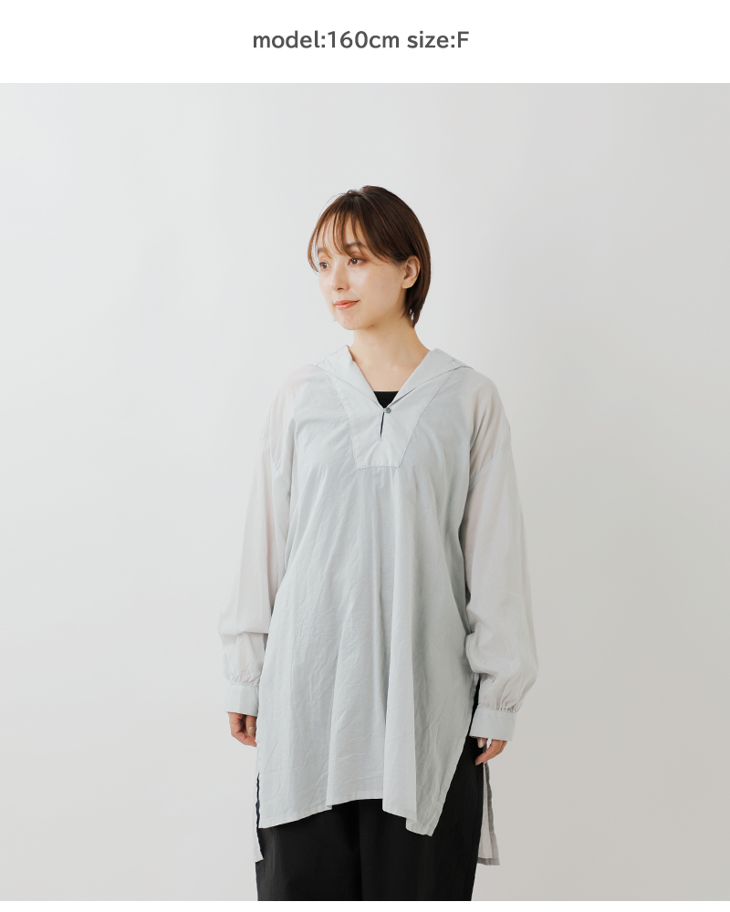 MidiUmi(ミディウミ)コットンシアーセーラーカラーチュニック“sheersailorcollartunic”3-759965