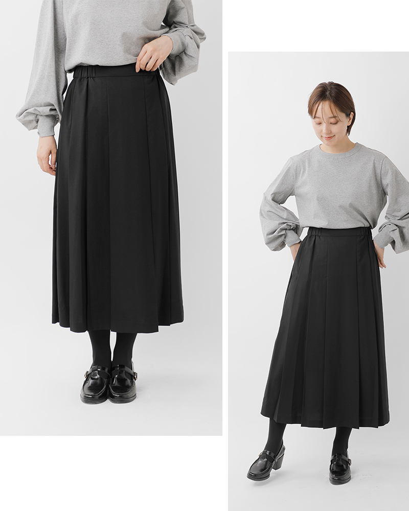 美品★漆黒★PLEATS PLEASE★ミディ丈スカート レディーススーツ】セットアップ対応ミディ丈セミフレアスカート
