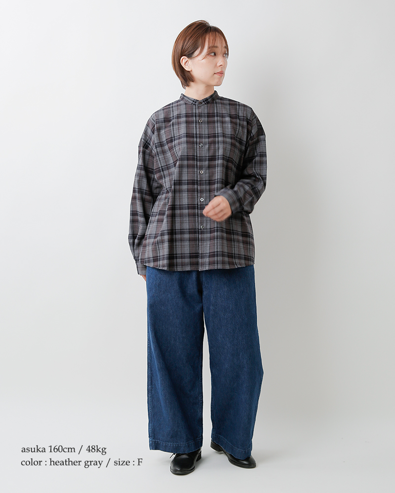 TRAVAIL MANUEL(トラバイユマニュアル)トロチェックバンドカラー長袖シャツ3019-same1