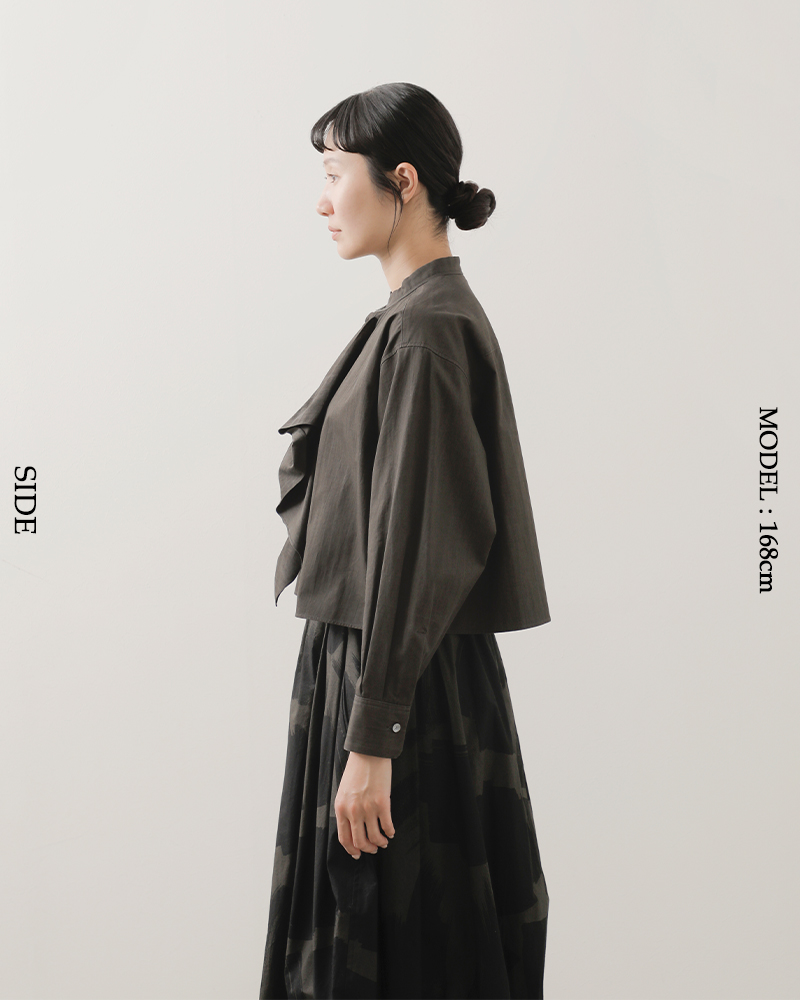 美品✨️ハバーサック　コットンブザムシャツ　ブラウス　スタンドカラー　ブラック　M 美品✨️ハバーサック コットンブザムシャツ スタンドカラー