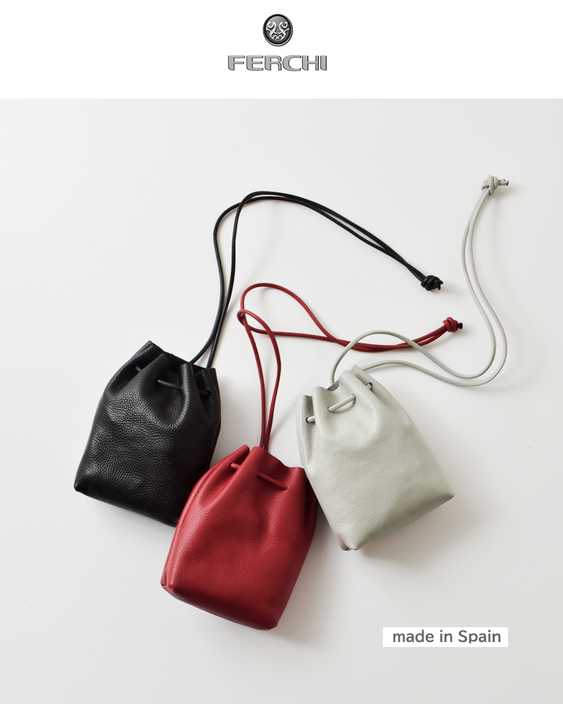 FERCHI(フェルチ)ドラーロレザー巾着ショルダーバッグ32910