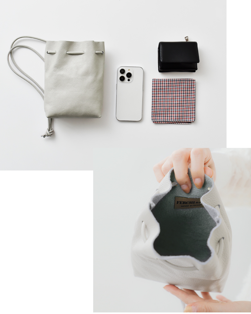 FERCHI(フェルチ)ドラーロレザー巾着ショルダーバッグ32910