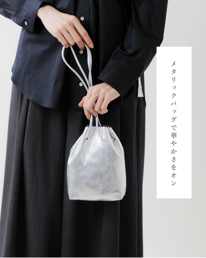 FERCHI フェルチ ドラーロレザー メタリック 巾着 ショルダー