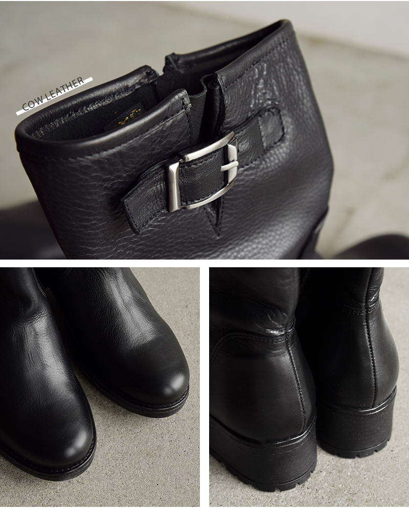 VELOZ(ヴェロス)カウレザーサイドジップベルトミドルブーツ3840-f