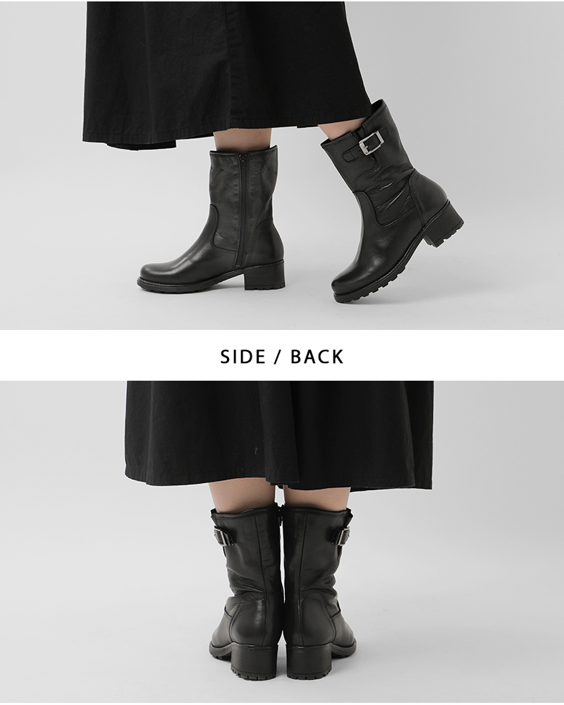 VELOZ ヴェロス カウレザー サイドジップ ベルト ミドルブーツ