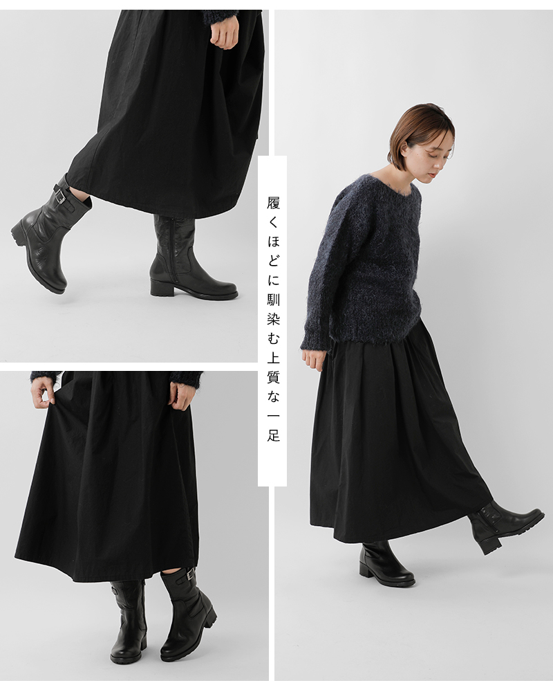 VELOZ ヴェロス カウレザー サイドジップ ベルト ミドルブーツ