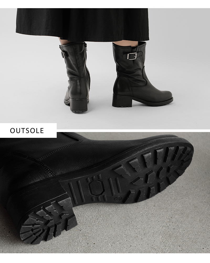 VELOZ(ヴェロス)カウレザーサイドジップベルトミドルブーツ3840-f