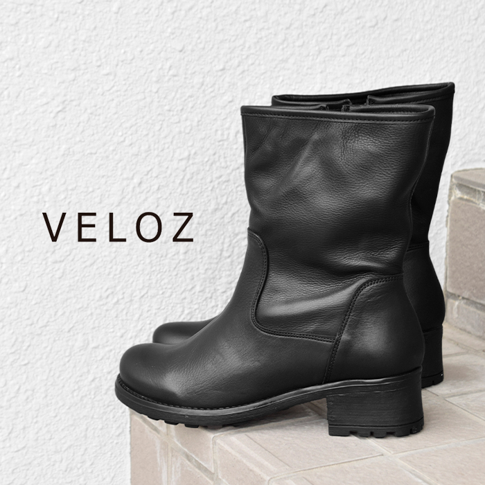 VELOZ(ヴェロス)カウレザーサイドジップミドルブーツ3840