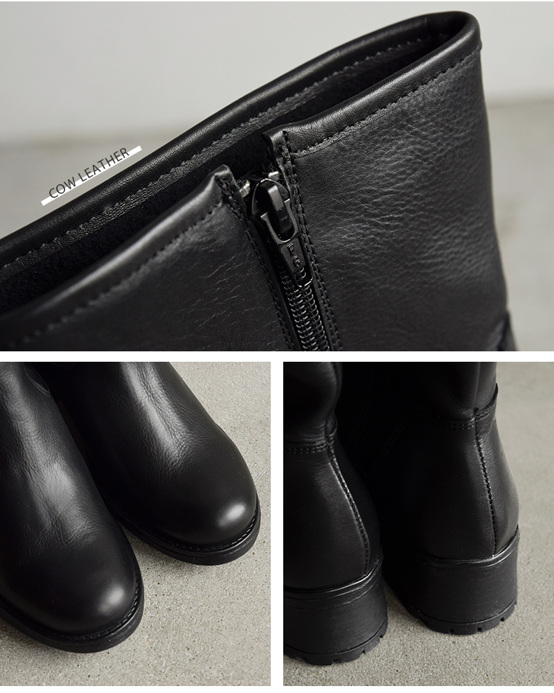 VELOZ(ヴェロス)カウレザーサイドジップミドルブーツ3840