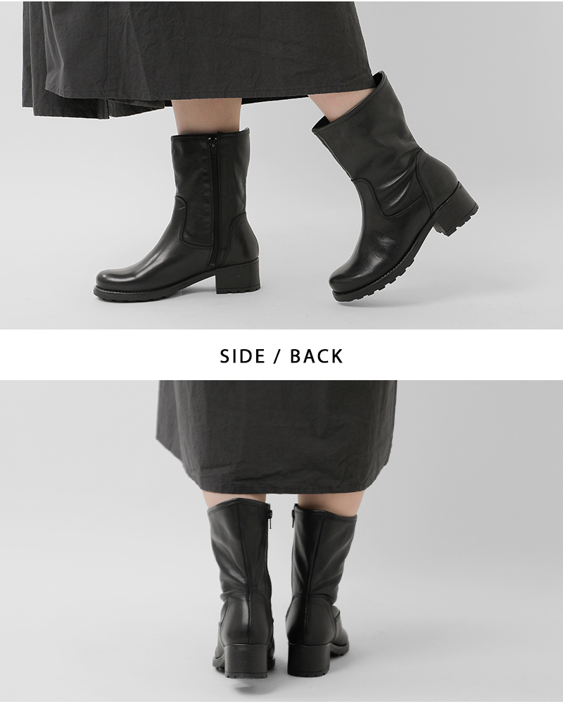 VELOZ(ヴェロス)カウレザーサイドジップミドルブーツ3840