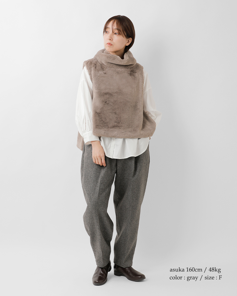 mizuiro ind(ミズイロインド)ウールライクヘリンボーンセンタープレスワイドパンツ4-260061