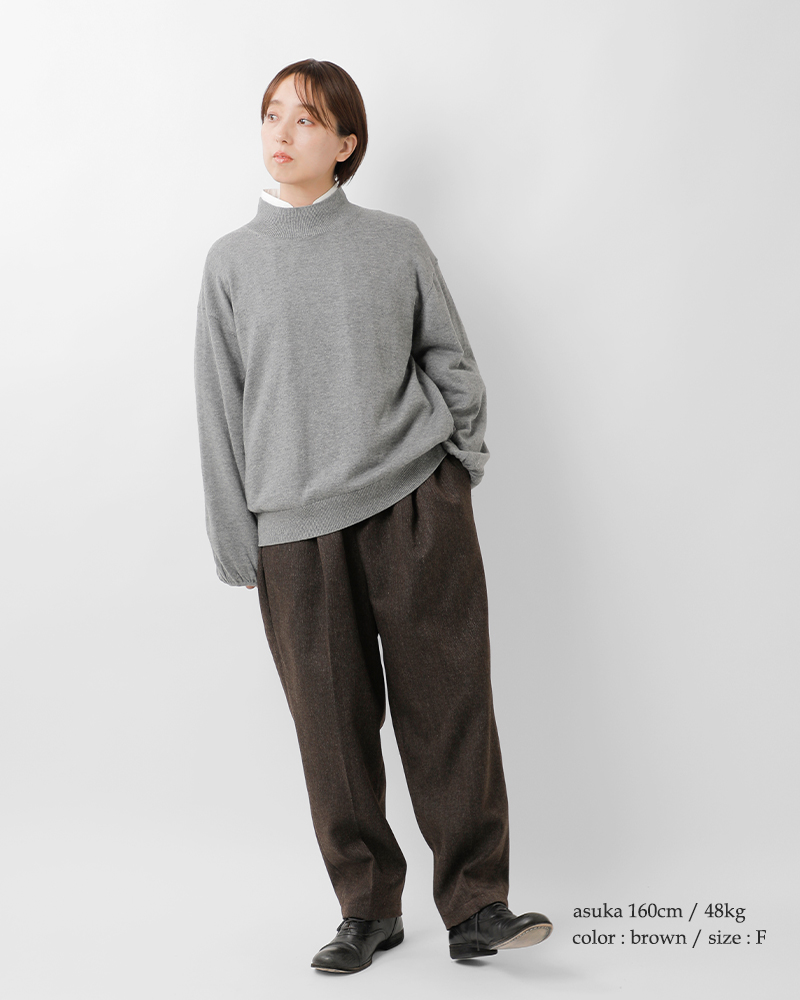 mizuiro ind(ミズイロインド)ウールライクヘリンボーンセンタープレスワイドパンツ4-260061