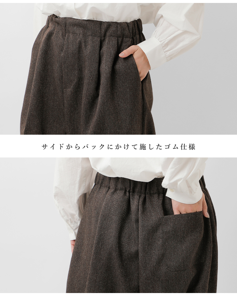 mizuiro ind(ミズイロインド)ウールライクヘリンボーンセンタープレスワイドパンツ4-260061