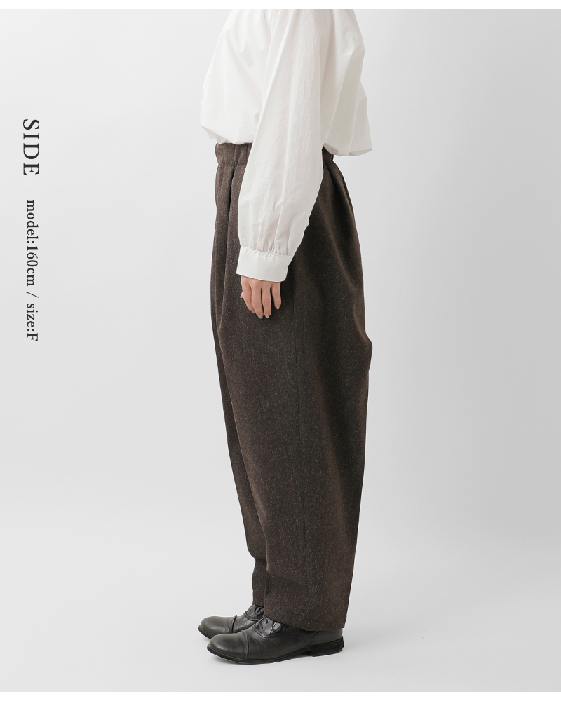 mizuiro ind(ミズイロインド)ウールライクヘリンボーンセンタープレスワイドパンツ4-260061