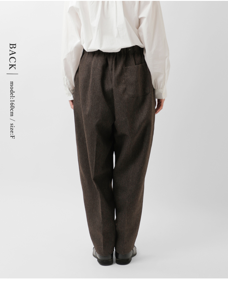 mizuiro ind(ミズイロインド)ウールライクヘリンボーンセンタープレスワイドパンツ4-260061