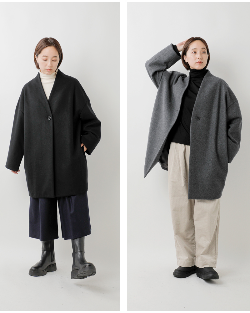 TRAVAIL MANUEL(トラバイユマニュアル)ウールビーバーネイプカラーハーフコート4020