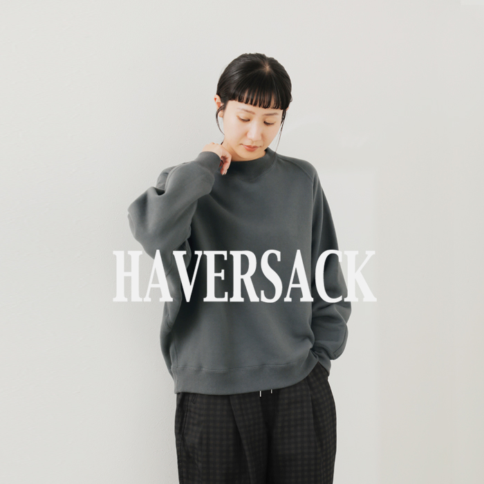 ミアヤ  HAVERSACK  スウェット ラグラン カットオフ 新品 HAVERSACK ハバーサック 裏起毛 スウェット ラグラン プル