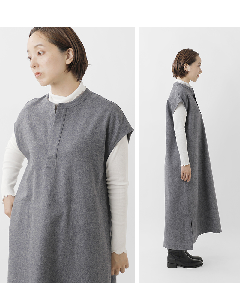 Le Glazik(ルグラジック)ウールフェルティングフランネルオーバーシャツドレスlg-g0041wft-24aw