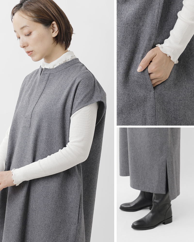 Le Glazik(ルグラジック)ウールフェルティングフランネルオーバーシャツドレスlg-g0041wft-24aw