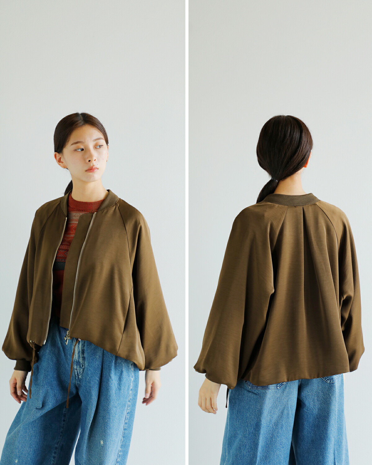 CHIGNON シニヨン サテン ボリューム ブルゾン 4654-033mk-ms