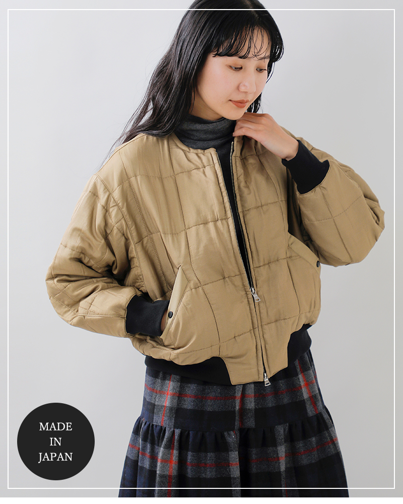 HAVERSACK(ハバーサック)シルクキルティングノーカラーブルゾン472528