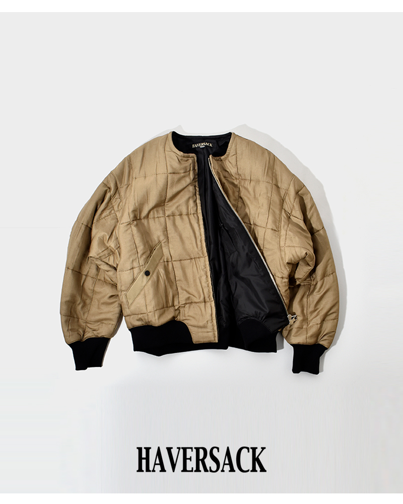 HAVERSACK(ハバーサック)シルクキルティングノーカラーブルゾン472528