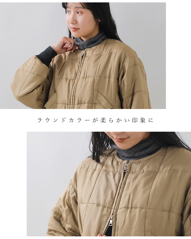 HAVERSACK(ハバーサック)シルクキルティングノーカラーブルゾン472528