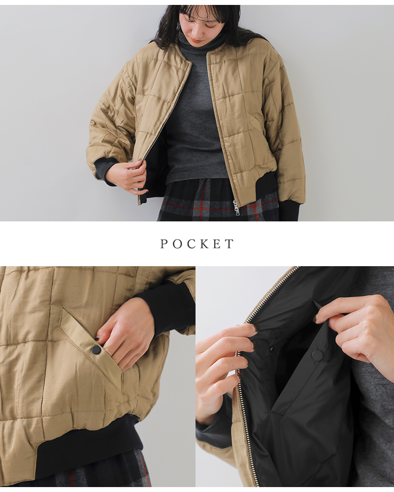 HAVERSACK(ハバーサック)シルクキルティングノーカラーブルゾン472528