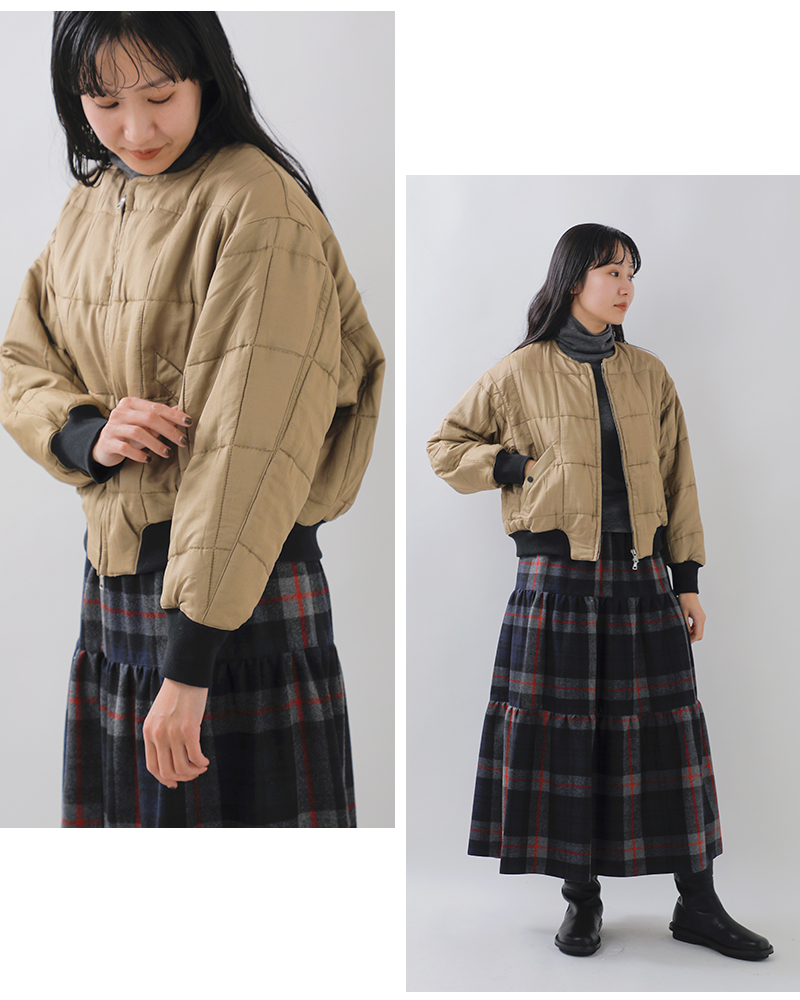 HAVERSACK(ハバーサック)シルクキルティングノーカラーブルゾン472528