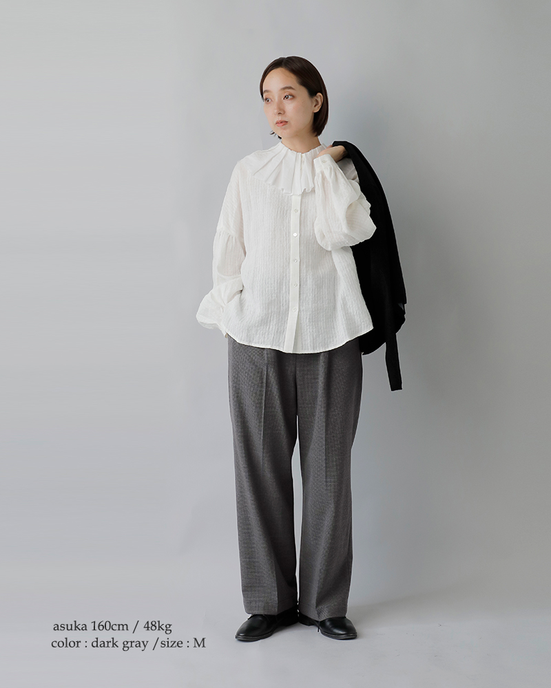 TRAVAIL MANUEL(トラバイユマニュアル)T/Rチェック裏起毛1タックスラックスパンツ5066