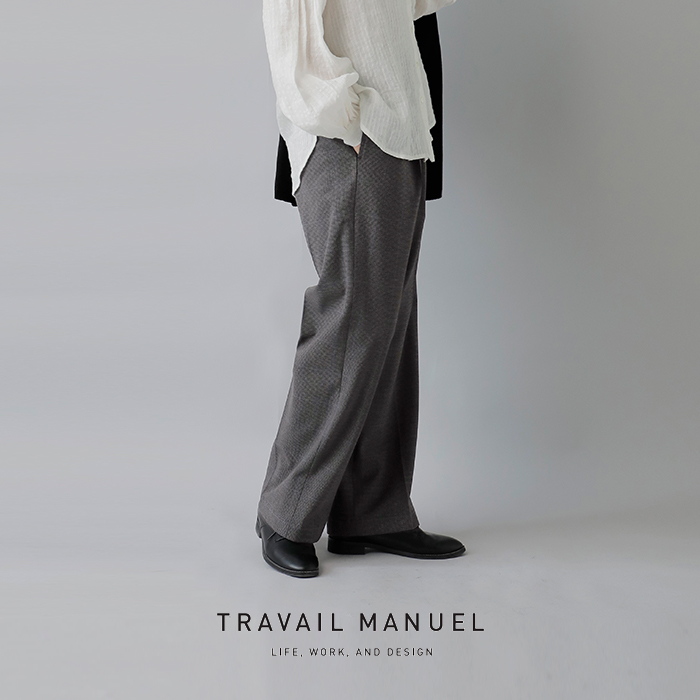 TRAVAIL MANUEL(トラバイユマニュアル)T/Rチェック裏起毛1タックスラックスパンツ5066
