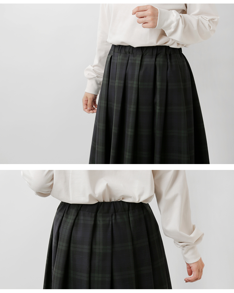 TRAVAIL MANUEL(トラバイユマニュアル)ウールトロチェックタックフレアスカート5093