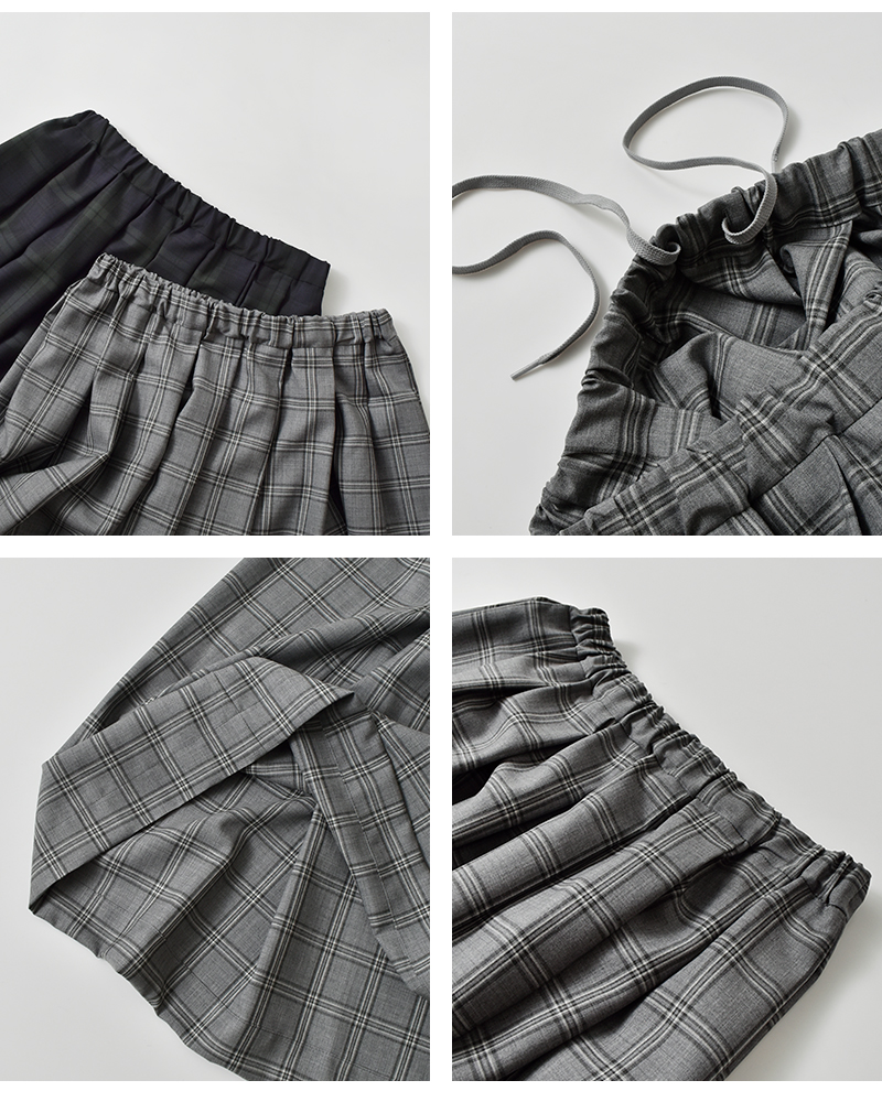 TRAVAIL MANUEL(トラバイユマニュアル)ウールトロチェックタックフレアスカート5093