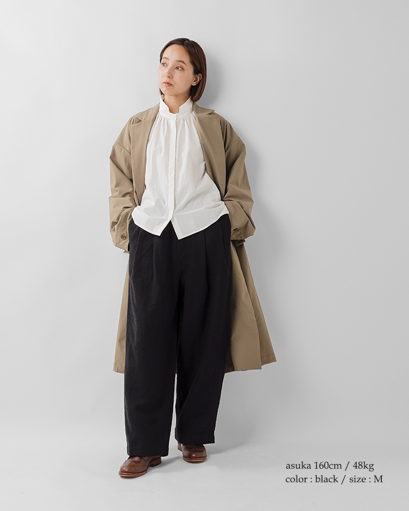 TRAVAIL MANUEL(トラバイユマニュアル)ウールリネンミルド2タックトラウザーズ5100